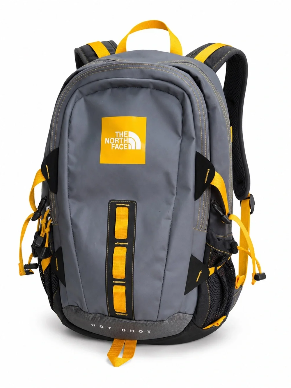 The North Face Hot Shot Backpack Grey Yellow Laptop Daypack T196